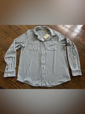 Faherty Legend Shirt Striped Button Down Blue White Sustainable NWT Size M